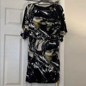 Taylor Black and Gold Swirl Mini Dress